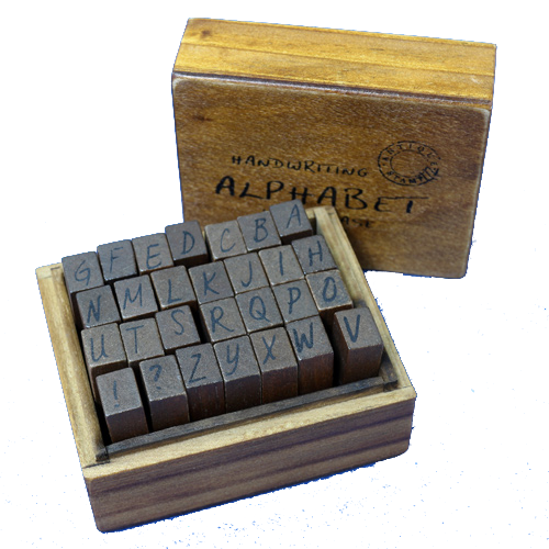 木盒字母DIY草體印章-大寫